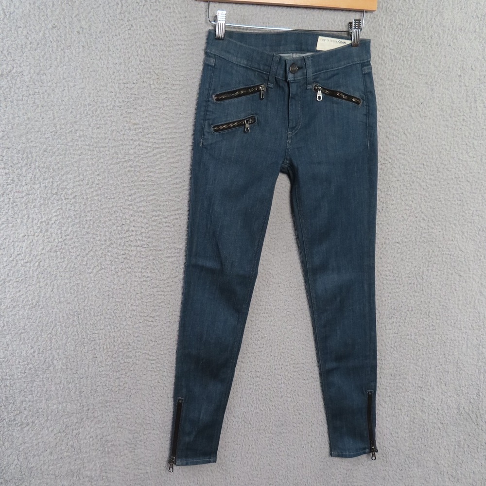 Rag & Bone Jeans Womens 24 Skinny Moto Aliso Wash Zipper Hem Blue Denim‎